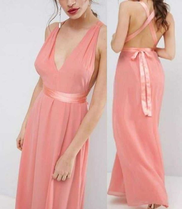 Vestido comprido costas abertas com alças azustaveis novo
