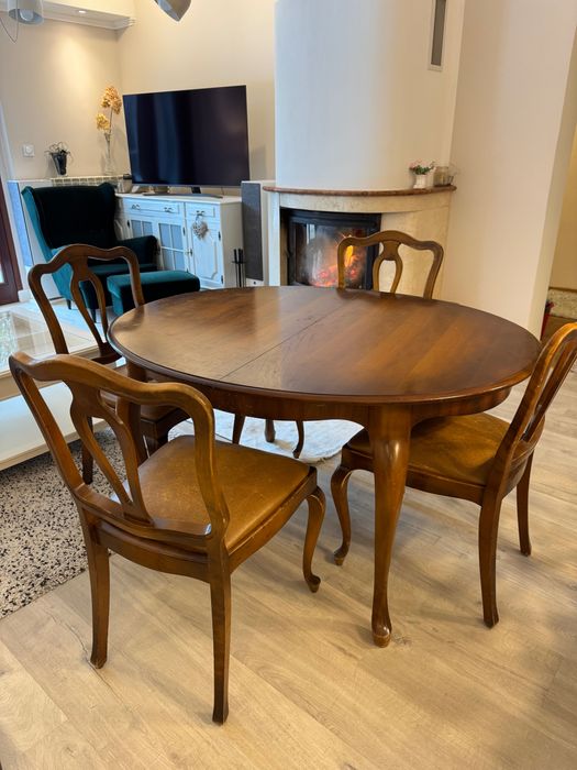 Stół ludwik rozkładany z krzesłami, piękny