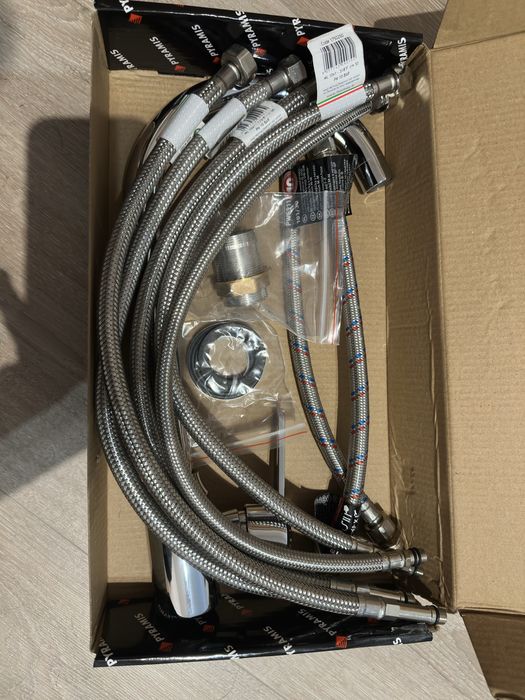 Bateria kuchenna stojąca PYRAMIS chrom + komplet wężyków (nowa/stan bdb)