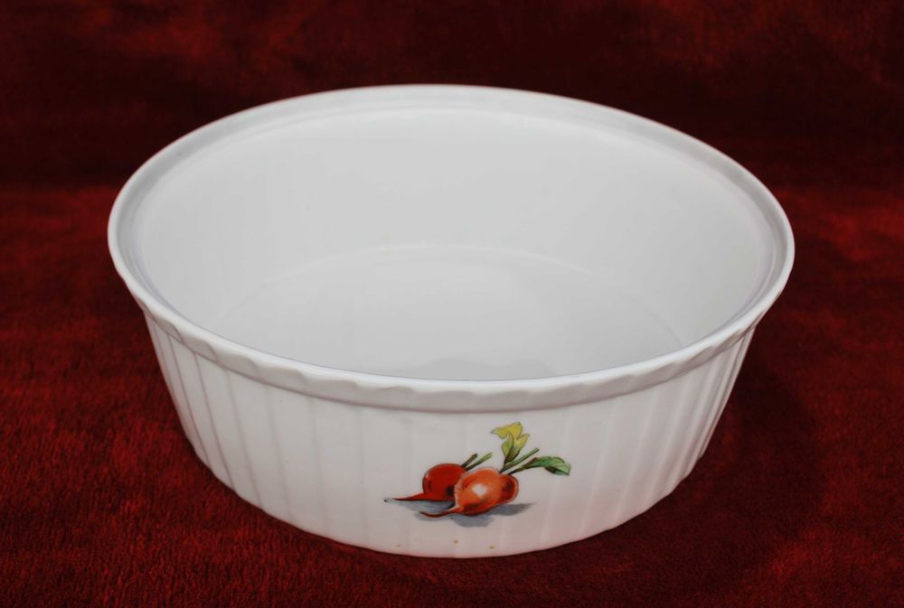 Taça/saladeira de louça decorada com motivos - anos 60