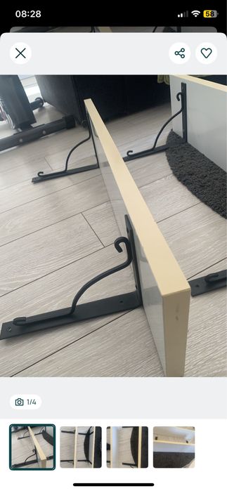 Ikea 2 szt biała półka biała metalowa podstawa