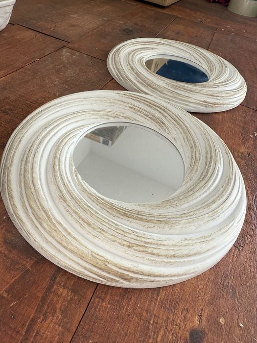 Conjunto de 2 espelhos decorativos – estilo rústico / boho