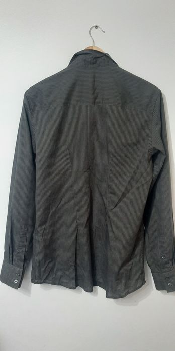 Męska szara siwa koszula w delikatne paski slim fit smog