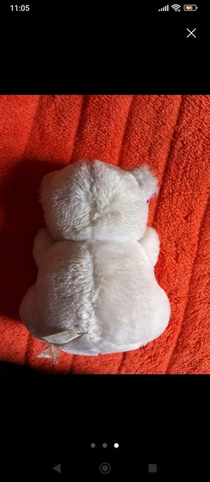 Peluche ursinho branco e roxo