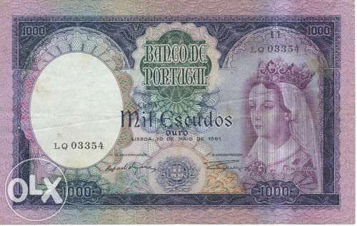 Nota - portugal 1000 escudos 1961