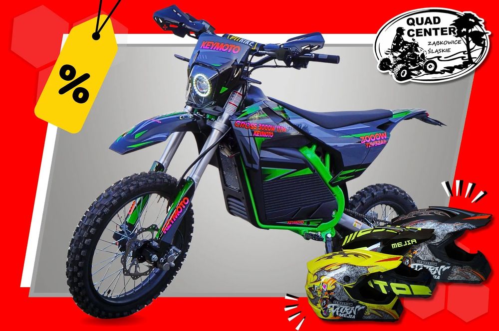 Cross ELEKTRYCZNY 3000W 72V 32Ah Keymoto KOŁA 17/14 cali Li-Ion LED