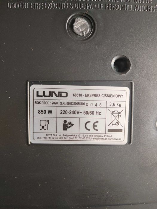 Kolbowy ekspres ciśnieniowy Lund 68510