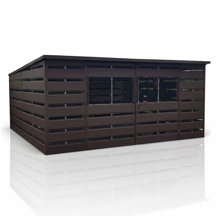 Wiata Śmietnikowa 4×3 m Ciemny Brąz Dach jednospadowy, brama