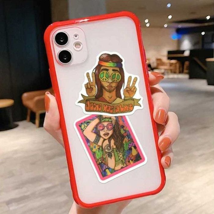 Наклейки стикеры в стиле Хиппи 50 шт