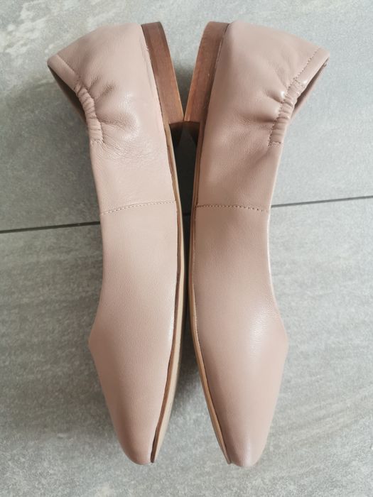 Nowe COX baleriny 38 37 balerinki pudrowy brudny róż nude skórzane but