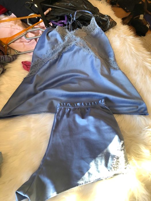 pijama top e calcoes azul tamanho m oysho