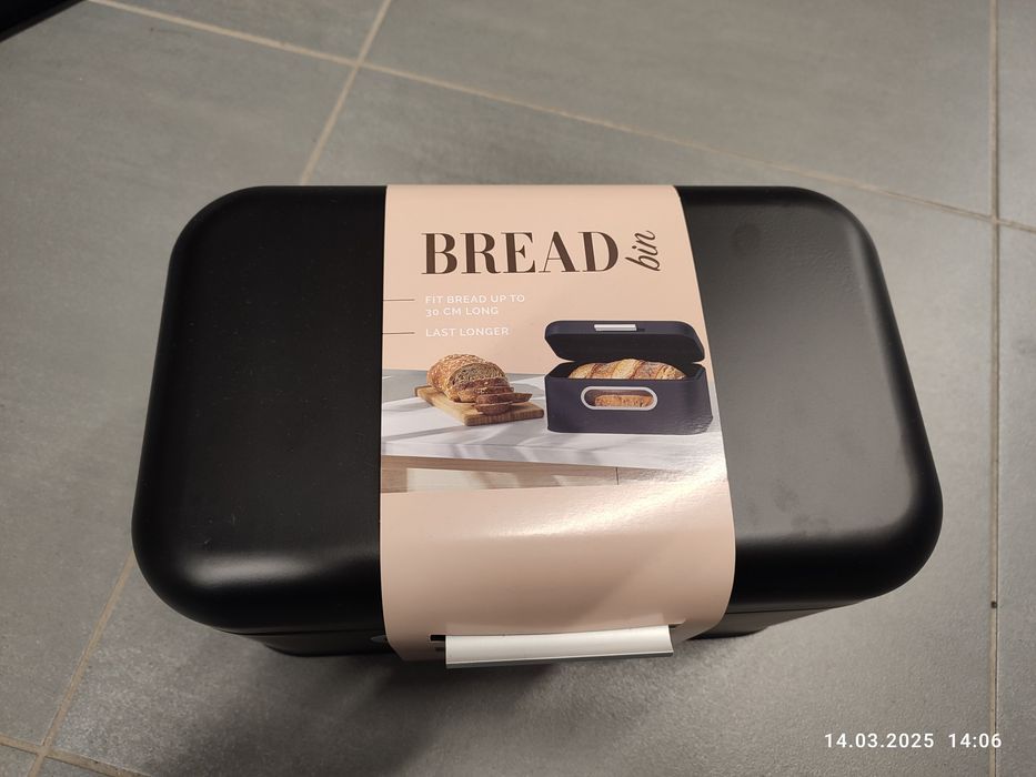 Nowy czarny chlebak pojemnik na chleb
