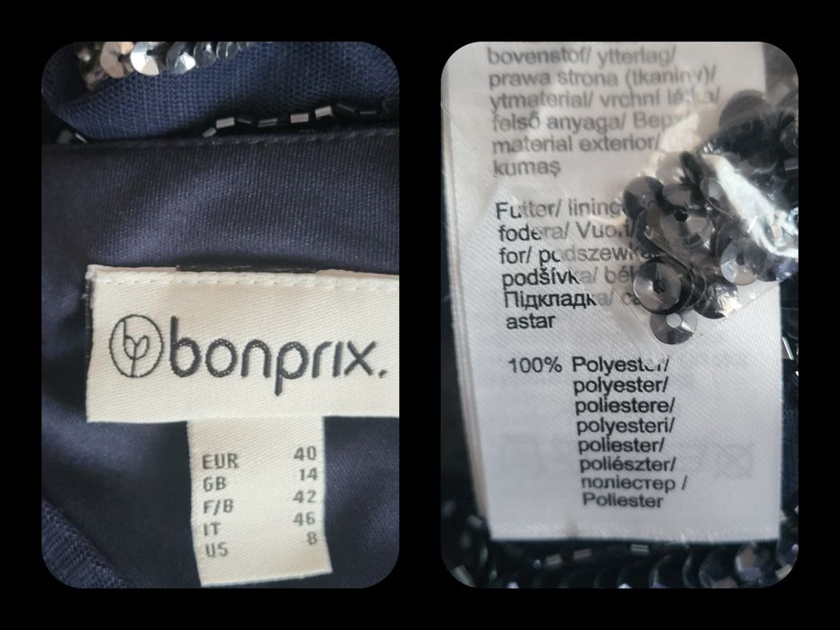 Granatowa sukienka balowa, zdobiona L - XL