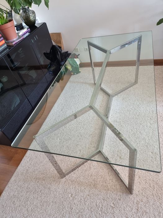 Mesa jantar vidro e inox