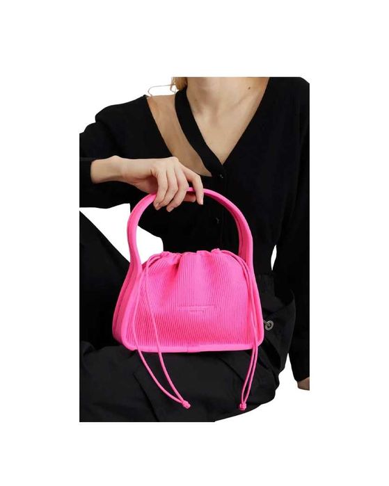 Сумка Alexander Wang Small Ryan Ribbed-Knit Tote Bag Pink