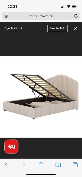 Nowe Łóżko tapicerowane 160x200 kolor beżowy