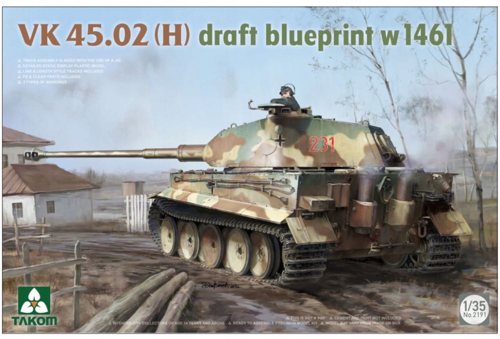 Czołg VK 45.02 (H) draft blueprint w 1461 model 2191 Takom