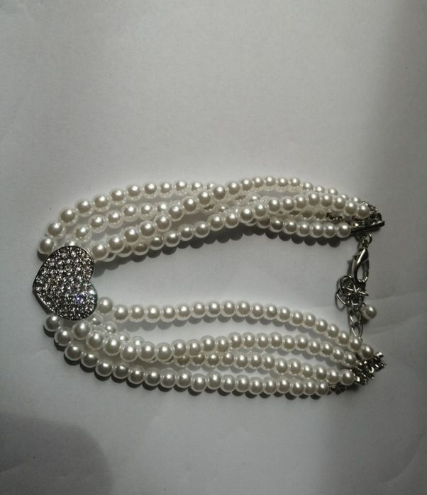 Obroża obróżka dla psa kota 32cm cyrkonie perły