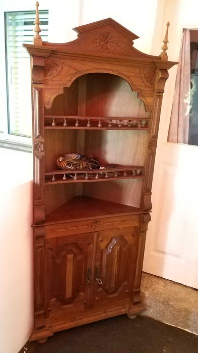 Móvel Cantoneira de Canto Apoio Madeira Maciça Trabalhada Vintage