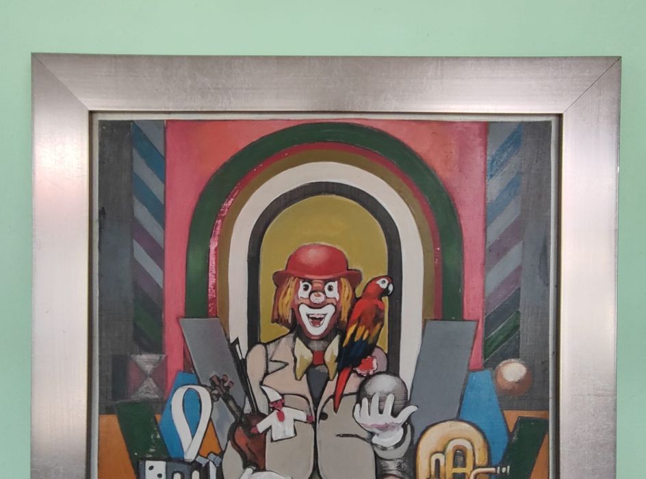 Jan NOWAK (Tychy) - Obraz "CYRK VIII" 1986 r. (40x40 cm)