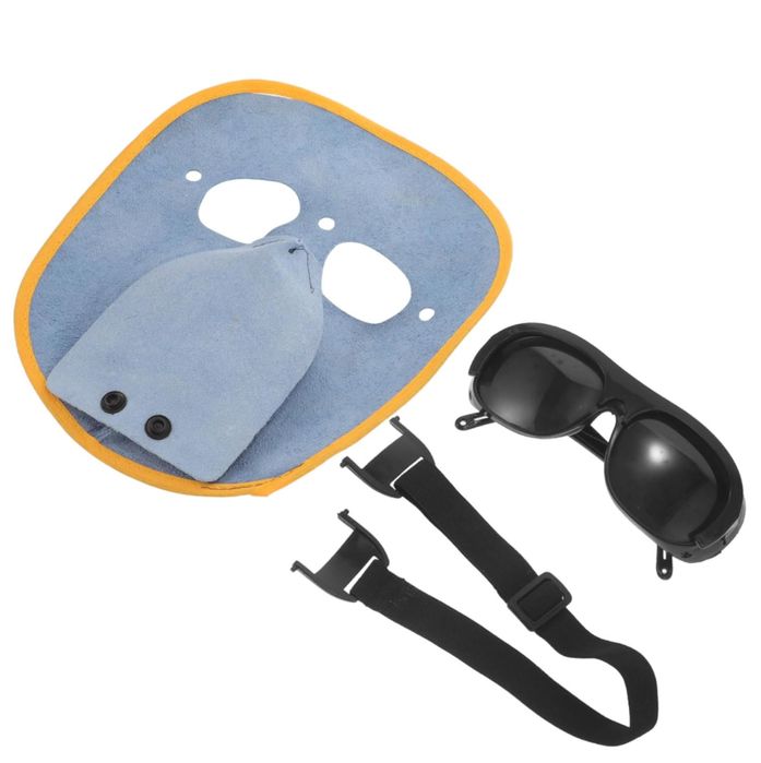 POPETPOP 2 zestawy Maska spawalnicza ze skóry bydlęcej + Okulary