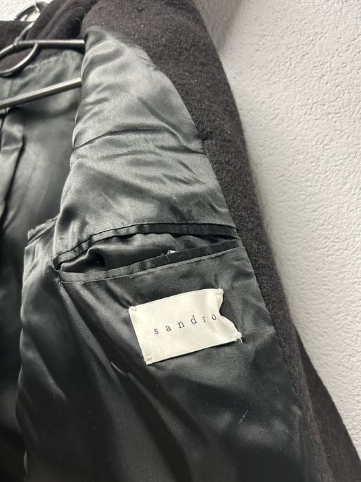 Пальто Sandro M вовна шерсть чоловіче шкіра