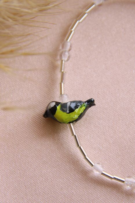 Bransoletka z sikorką bogatką | rękodzieło, handmade