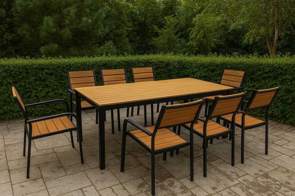 Stół Tarasowy z Blatem z Desek Kompozytowych WPC Aluminiowa Rama