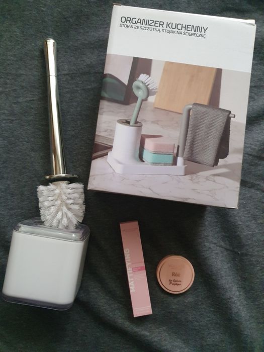 Zestaw: organizer kuchenny + szczotka WC + kosmetyki (NOWE)