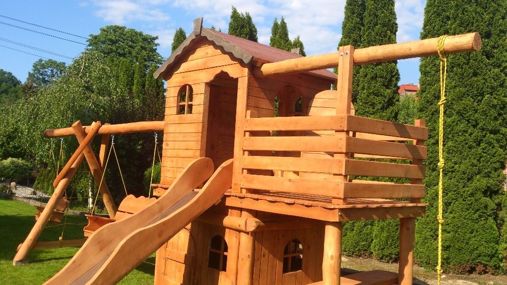 plac zabaw domek balkon ślizg piaskownica balkon stolik montaż cały PL