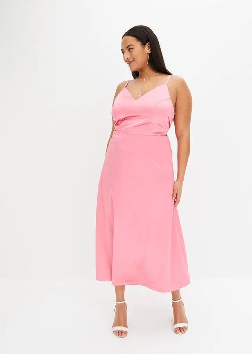 B.P.C różowa sukienka satynowa mixi długa ^44/46