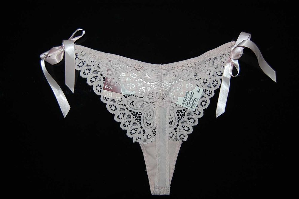 Stringi pudrowy róż kokardki r 40 L nowe metki