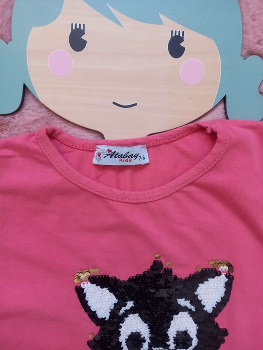 ZK Koszulka T-shirt Atabaj kids 7, 8 lat cekiny 122, 128 cm