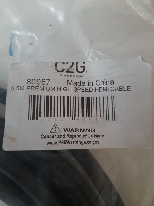Na sprzedaż: Kabel HDMI C2G Premium High Speed 5.5m – Nowy!