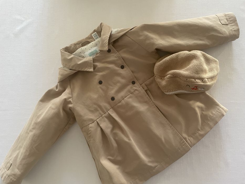 Płaszcz dziewczęcy z beretem Okaidi rozmiar 86