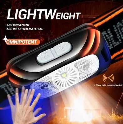 Lanterna de cabeça LED c/sensor - bateria de lítio - NOVA