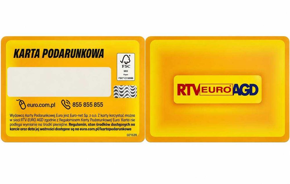 Karta RTV EURO AGD 3200 zł – PIN niezdrapany + dowód zakupu