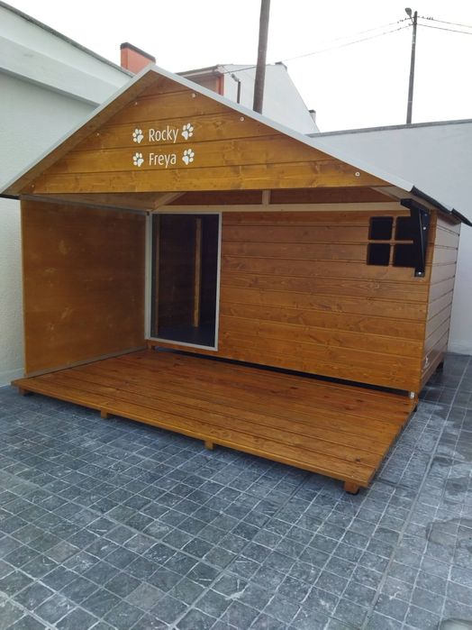 Casota para Cão XXL Madeira c/ Varanda