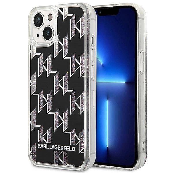 Etui Karl Lagerfeld Liquid Glitter Monogram na iPhone 14 Plus - czarne