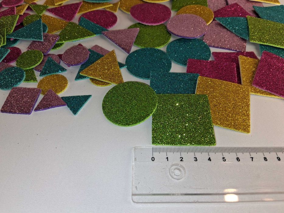 Y043 Zestaw Naklejki Brokatowe Piankowe Kształty Geometryczne DIY