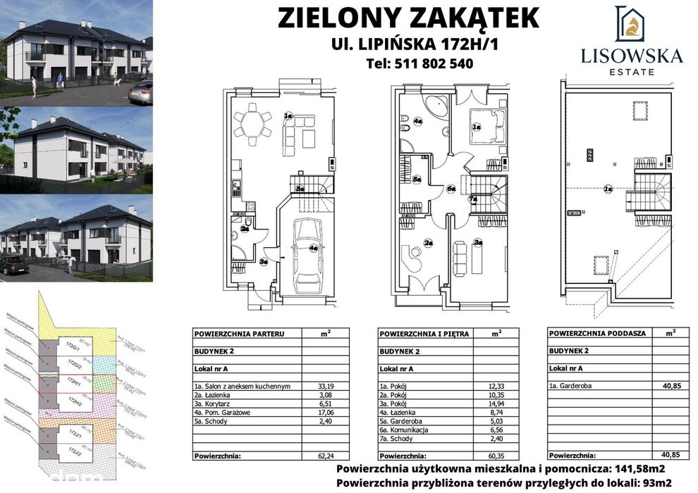 Segment Bliźniak Dom z Garażem ok 148m ul. Lipińska Wołomin