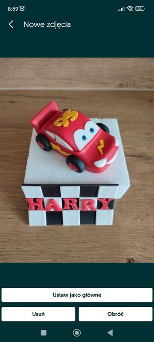 Auto zygzak McQueen z masy cukrowej dekoracja na tort