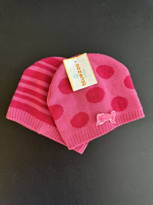 Czapka jesień/zima 2 szt BlueZoo baby 0-6M nowe