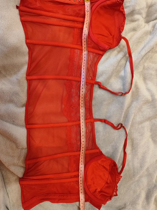 Czerwony gorset bielizna seksowną erotyczna haftki ramiączka regulowan