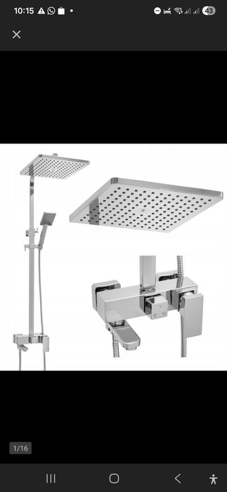 Zestaw prysznicowy bateria z deszczownicą Yoka  Cube