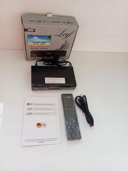 Cyfrowy Odbiornik Satelitarny Tuner Dvb-T2 Leyf 2809+ Pilot Czarny