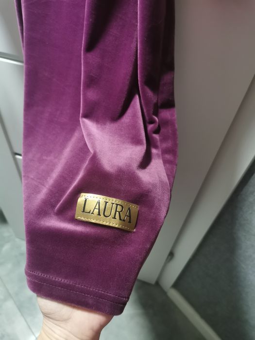 SUKIENKA midi WELUROWA śliwka fiolet NOWA