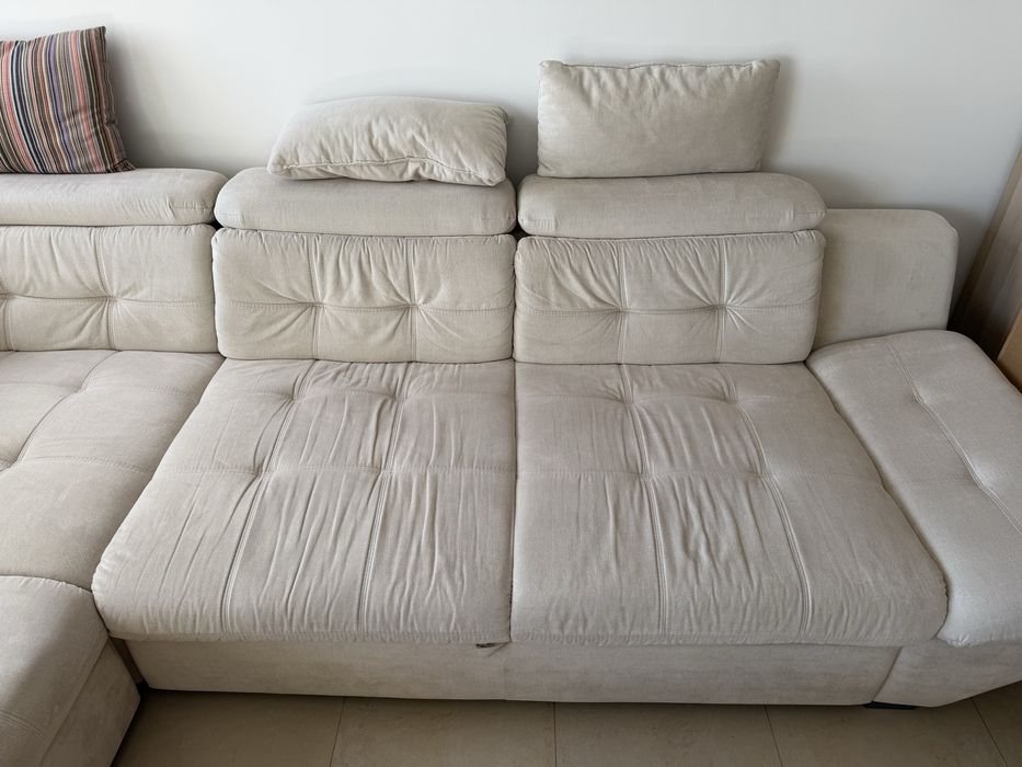 Sofá de Canto c/ Cama "Eternity" Conforama - 5 Lugares (Bege)