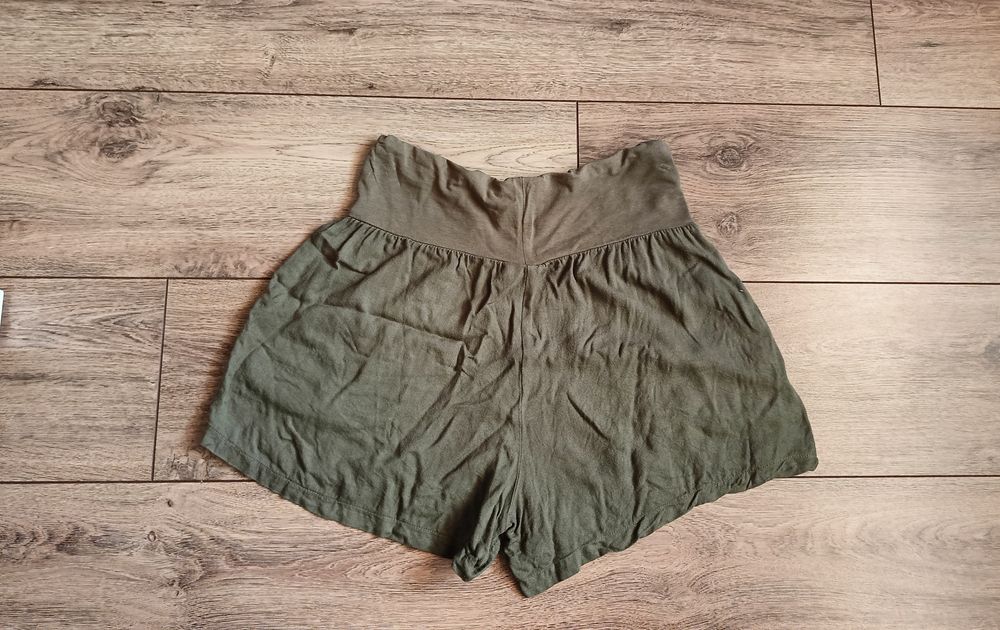Szorty spodenki S M 100% wiskoza ciążowe khaki KappAhl 36 38