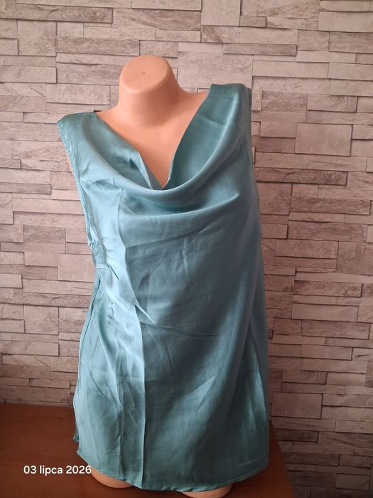 Satynowa bluzka Bonprix – zielona, rozmiar 42
